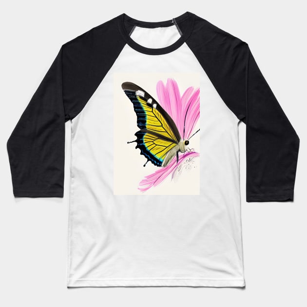 PRETTY COBALT BLUE AND PINK BUTTERFLY Baseball T-Shirt by sailorsam1805